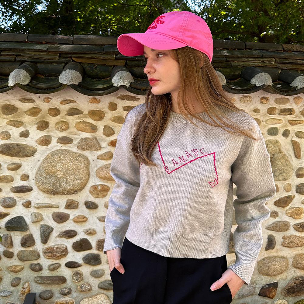 Amaps Lettering Knit Sweatshirt Gray Gray