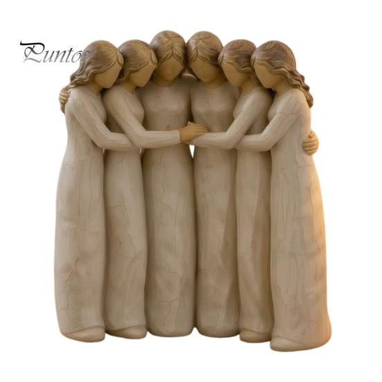 Creative Living Room Displays Sisterhood Wooden Figurine, Handcrafted Friendship Sculpture for Meaningful Keepsakes Bedroom Tabletop Ornament,