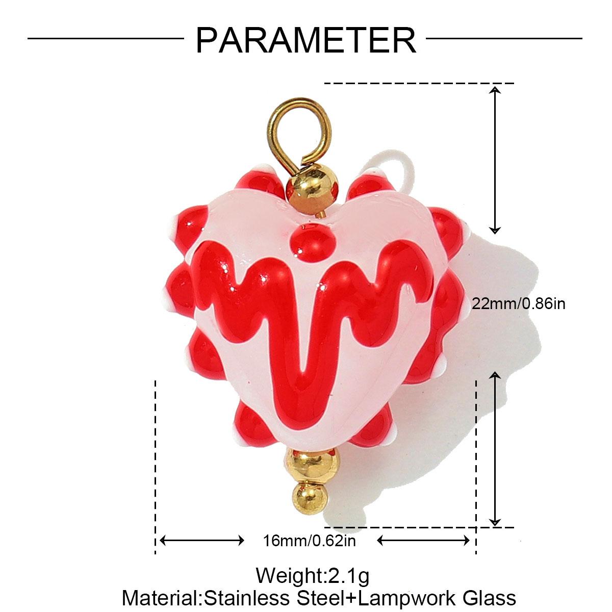 

3pcs/Lot Stainless Steel Lampwork Glass Necklace Pendant Polka Dot Heart DIY Earring Charms Women Square Coloured Glaze Jewelry