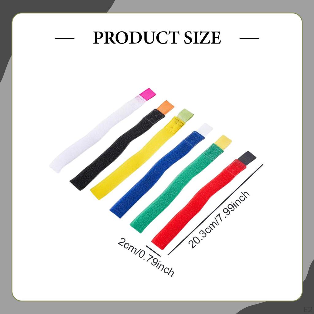 6x Cable Ties Cord Straps,Vivid Colors Hook and Loop Wire Ties,Cord Organizers for