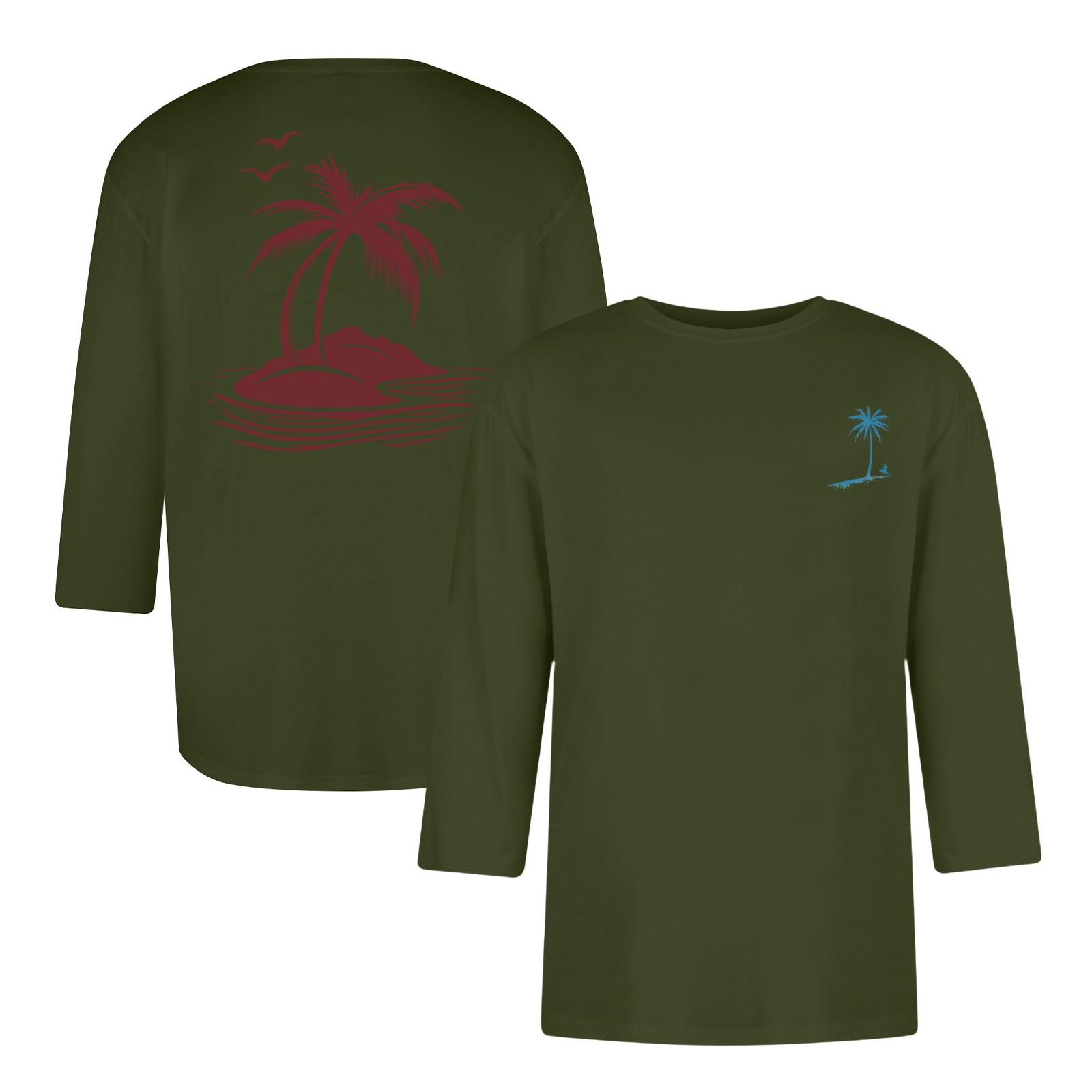 

Men s casual and fashionable printed collar three-quarter sleeve top T-shirt M