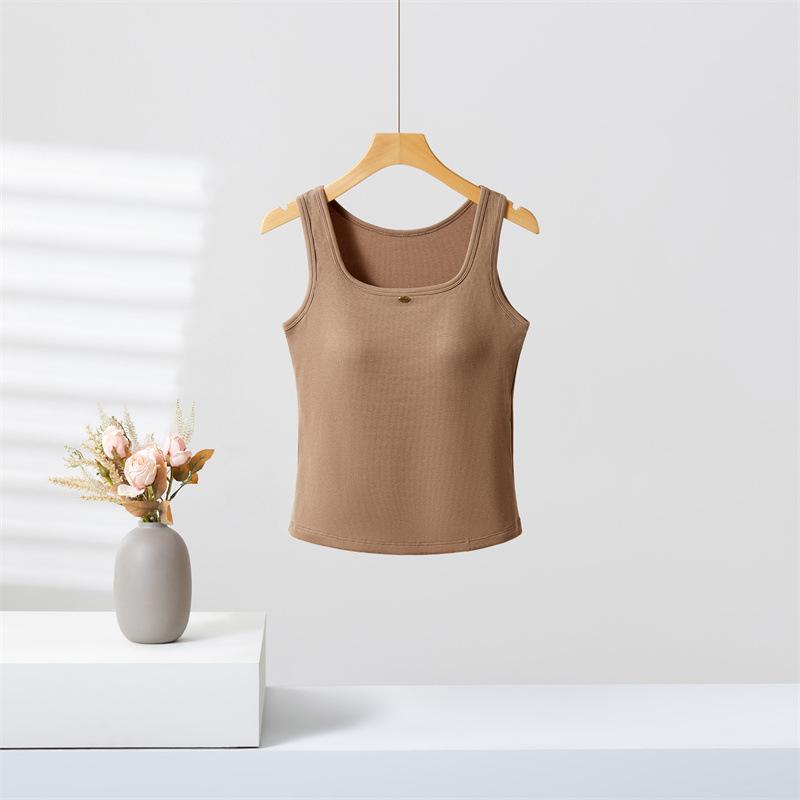 

Женская летняя майка 2025: Топ с I-образной спинкой из чистого хлопка с широкими бретелями, разработанный для прикрытия подмышечного жира. One Size