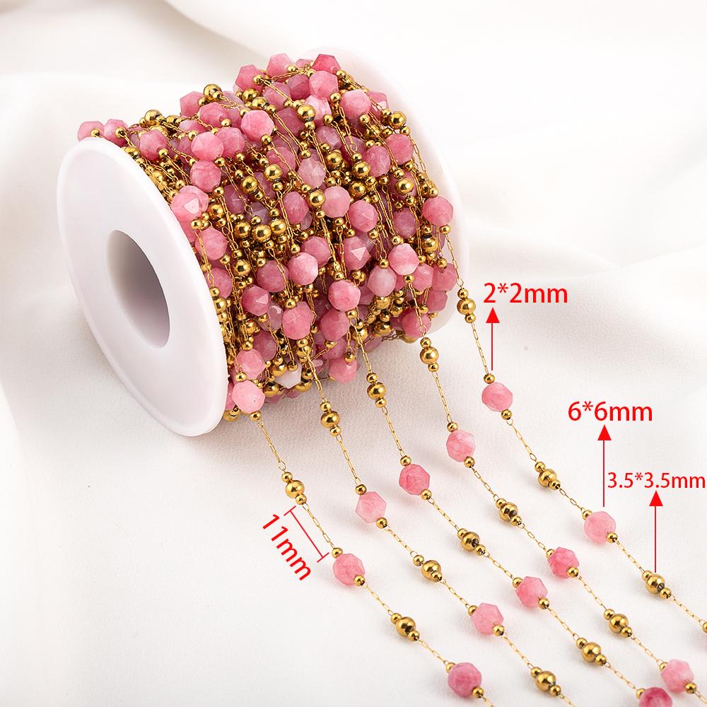 0.5meter 1meter Irregular Stone Beaded Chain Stainless Steel Elegant Necklaces Chains Boho Handmade Bracelets DIY Jewelry Making