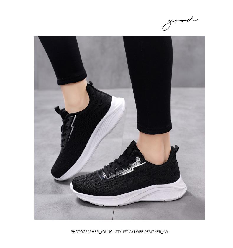 Women's Breathable Flyknit Mesh Running Shoes - Low-top, Large Size, Casual Sneakers for Spring/Summer