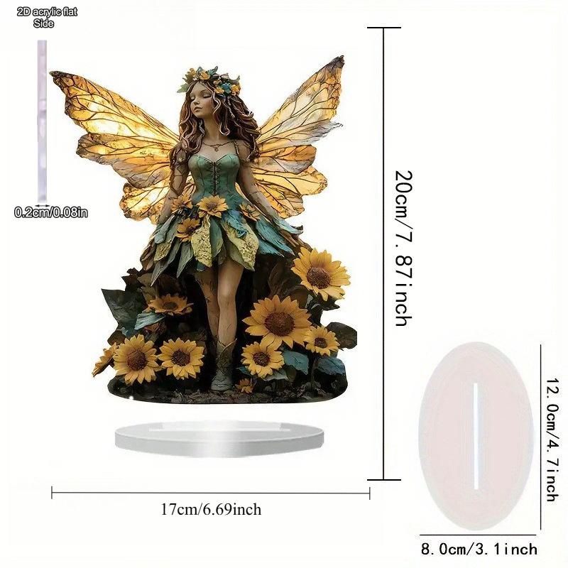 Sunflower Fairy Acrylic Elves Home Tabletop Decorations, Office, Studio, display Case, Tabletop Desktop Ornament Decor Sign Gift, Nurseries, Home Desk