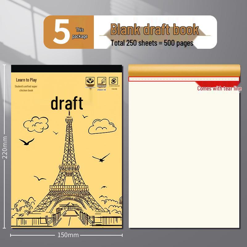 Partitioned Math Scratch Notebook for Students: Elementary To High School - Kraft Cover