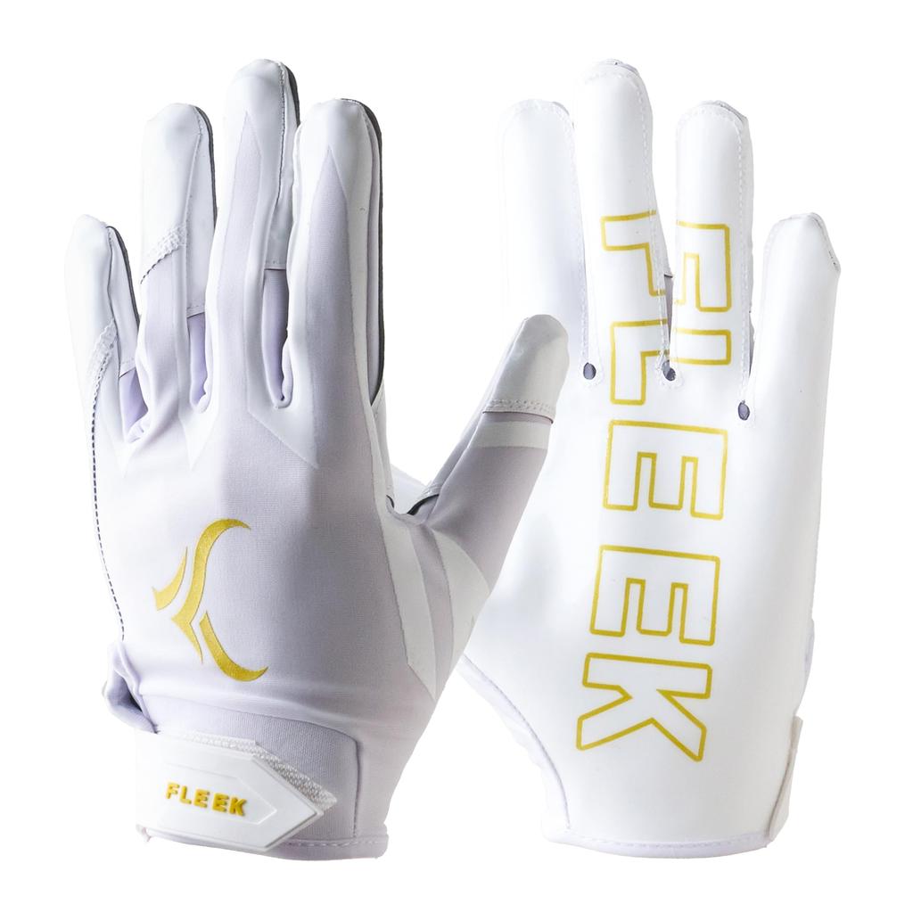 FLEEK EXTRA-FIT GLOVES 2.0 White Metallic Gold American Football Evolution