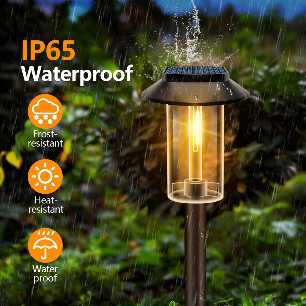 2 Pack Solar Lights Outdoor Waterproof Bright Solar Pathway Lights Auto On/Off LED Landscape Lighting for Yard Garden Walkway