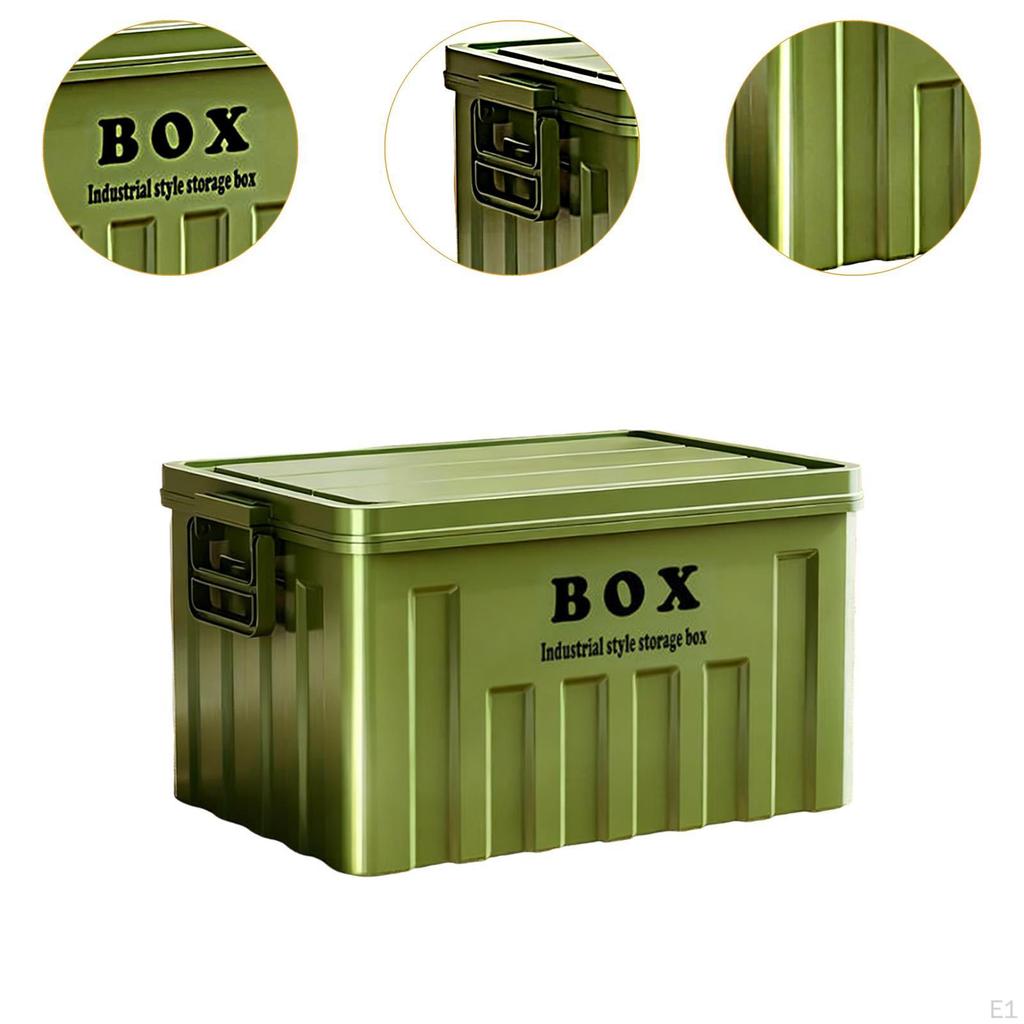 Lidded Storage Bin Container Car Trunk Organizer Utility Crate with Handles Box Lid for