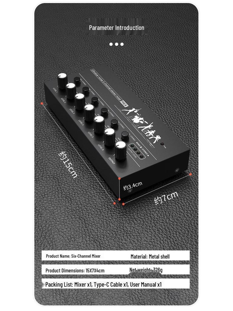 8-Channel Compact Audio Mixer for Microphones & Instruments
