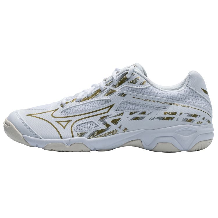 

Mizuno Unisex Wave Thunderstorm Volleyball Shoes White/Gold V1GA222158 45