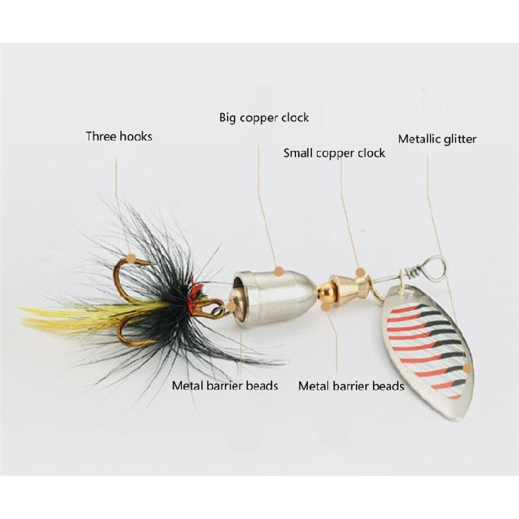 5Pcs Metal Spoon Spinner Lure Long Cast Metal Rotating Fishing Lure Hard Metal Spinner Baits with Hook Enduring