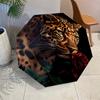 Snow Leopard Black Panther Folding Umbrella Auto-Open Design 8 Iron Ribs Plastic Handle Foldable Sunshade Perfect Christmas Gift