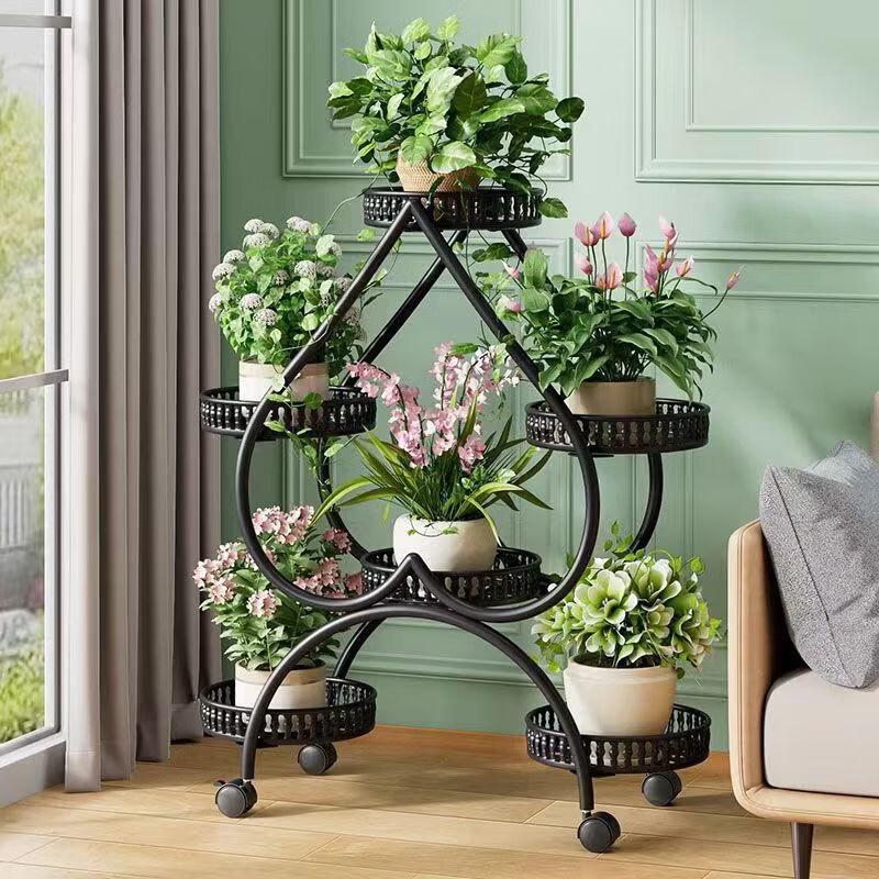 Movable Wrought Iron Flower Pot Stand