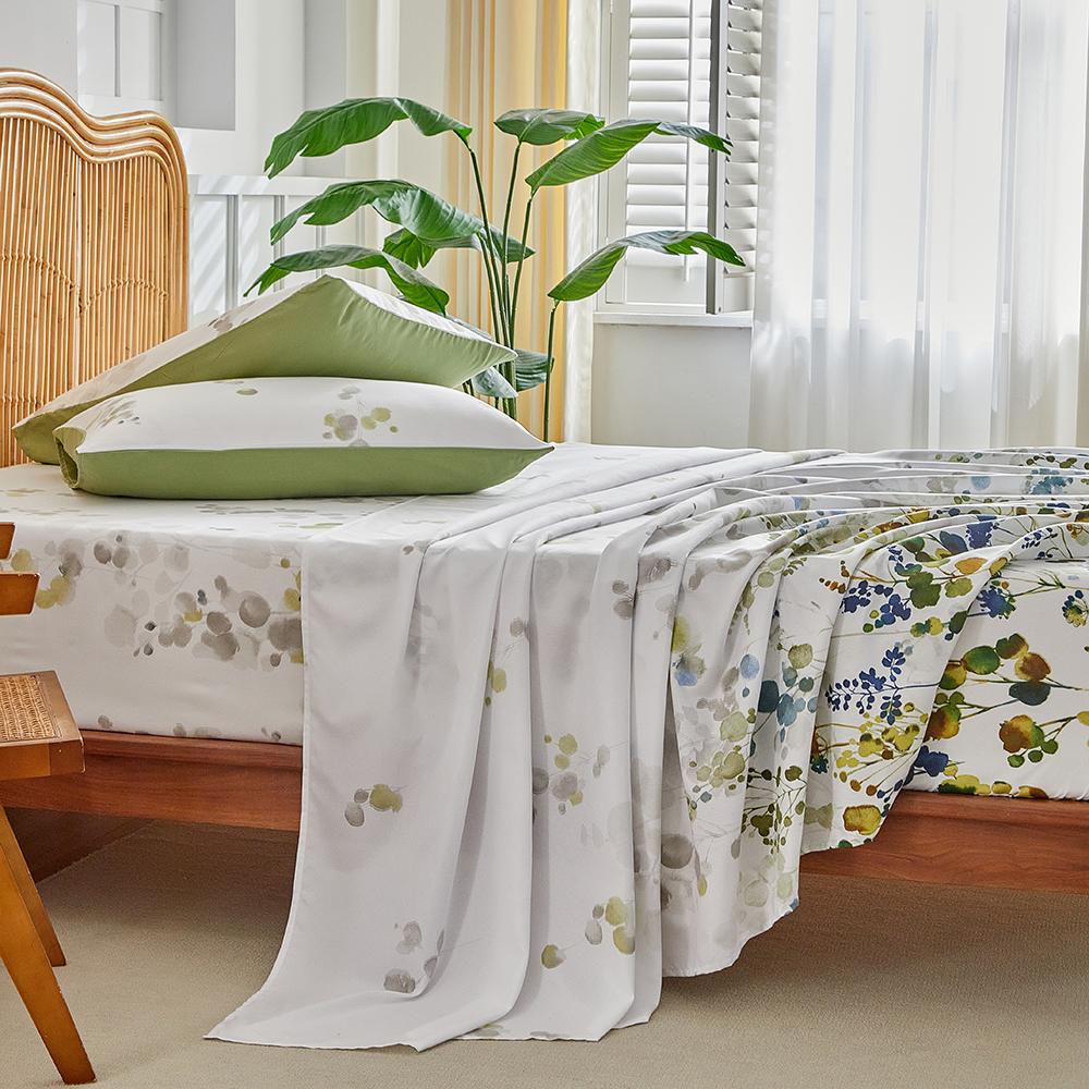 Elastic Fitted Bed Sheets Single Double Bed Floral Flat Sheets King Queen Size Home Bed Cover Mattress Protector Bed Linen 4Pc