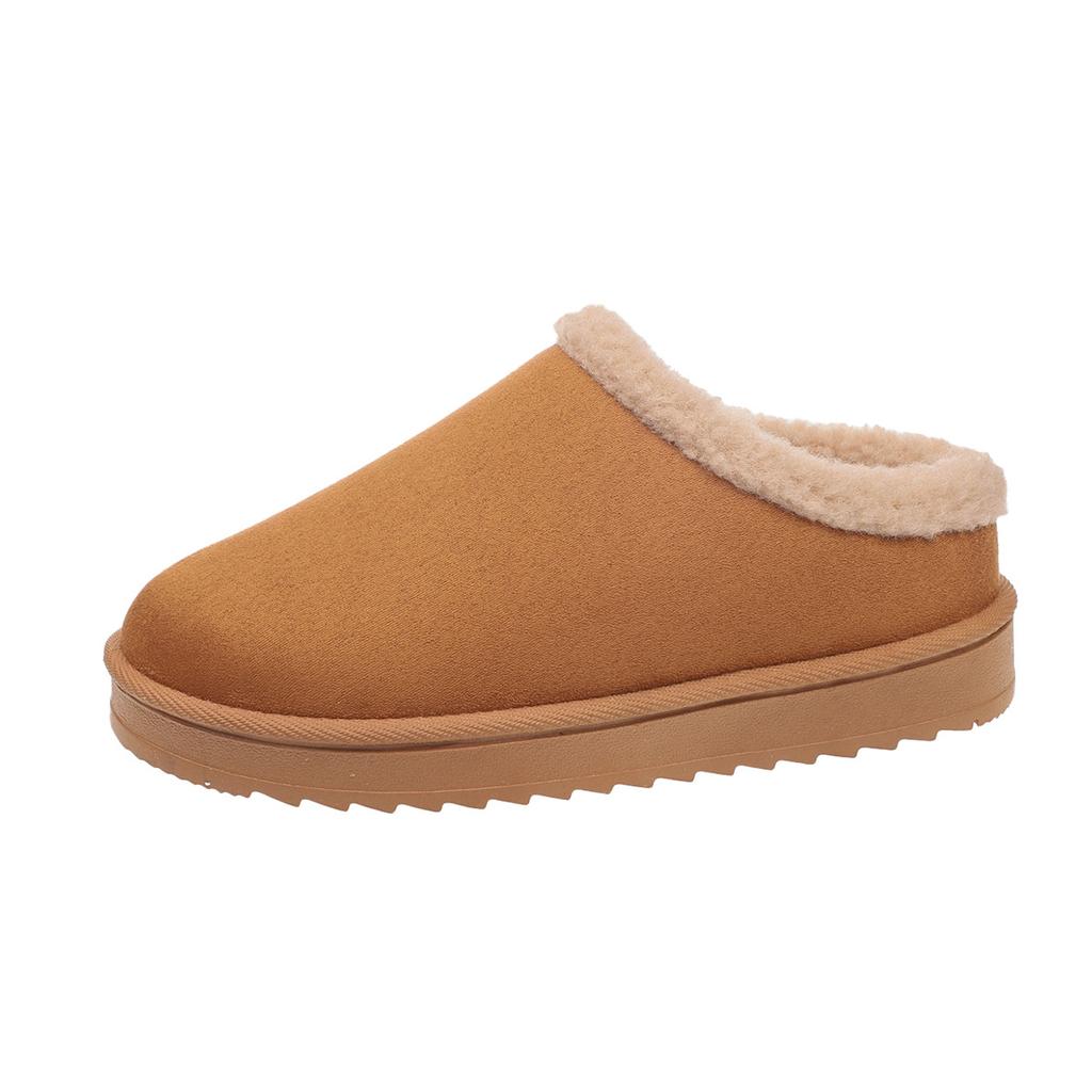 2025 New Autumn and Winter Foreign Trade Flat-bottomed Warm Slippers Fluffy Outer Wear Thick-soled Velvet Snow Boots Women