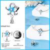 100% Copper Butterfly Flower Blue Zircon Charms Beads Fit Qikaola Original Bracelets Exquisite Diy Jewelry Gift