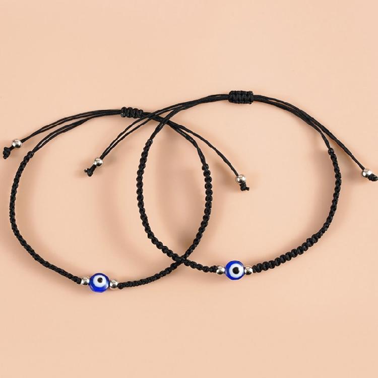 2 Pcs String for Evil Eye Bracelets for Women Men Black Black Red Hand Rope Brac