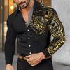 Men Long Sleeve Shirt With Metallic Print For Casual Wear And Spring Fashion