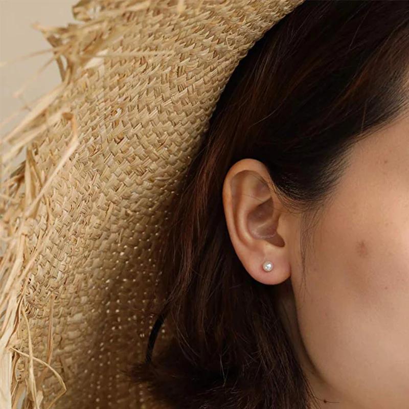 HENGSHENG White Cultured Freshwater Pearl Earrings For Women Classic 925 Sterling Silver Jewelry Gold Stud Earrings Dropshipping