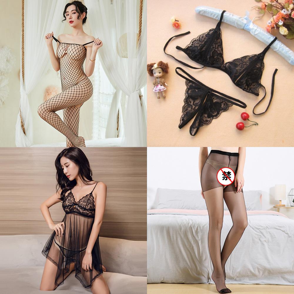 Sex Underwear Stockings Lace Sexy Uniform One-piece Transparent Pajamas Mesh Combination Set