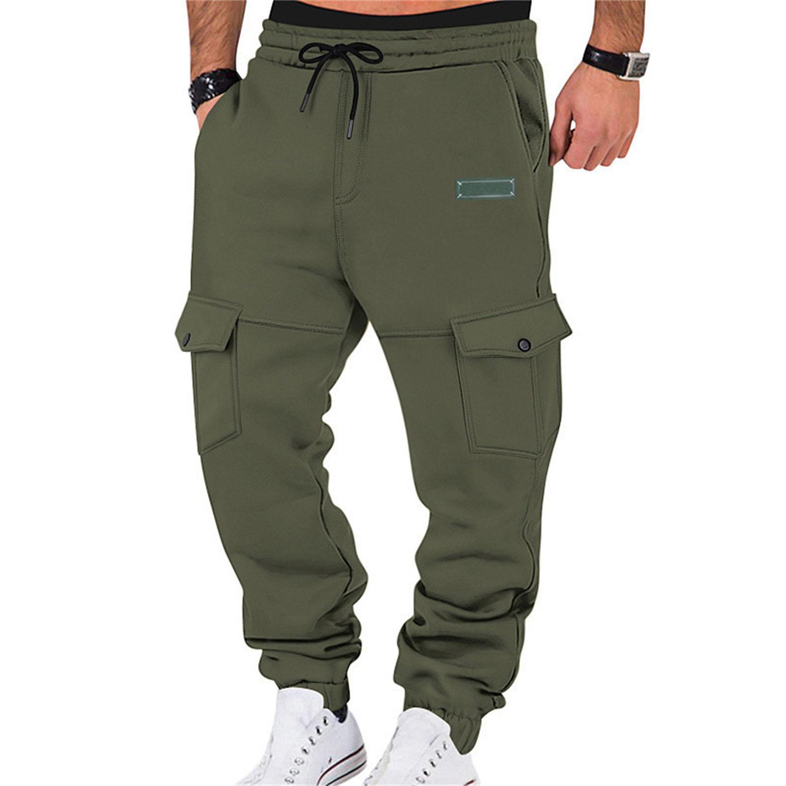 Men s Multi-Pocket Drawstring Work Pants XL