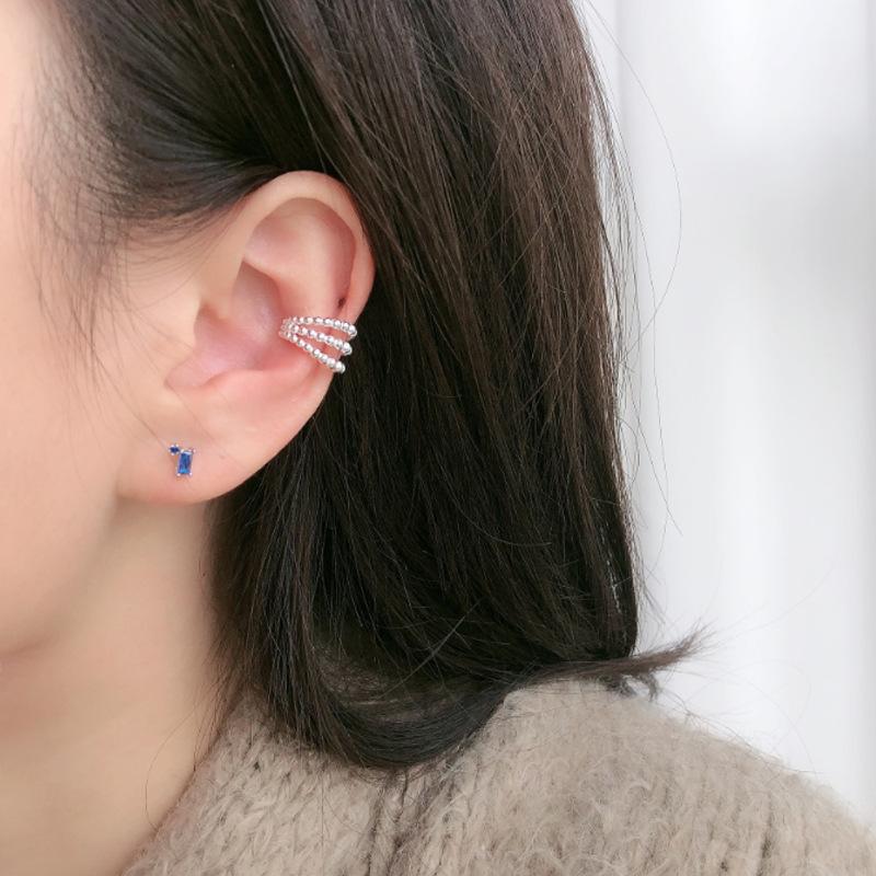 Fashion Retro Lace Round Beads Multi-layer Ear Clips for Women Without Ear Piercings Advanced Sense Niche Temperament, Ear Bone Clips