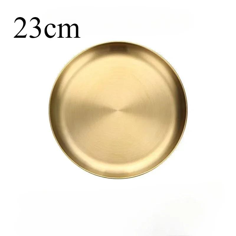 Fashion Simple Dinner Plates Gold Dining Plate Serving Dishes Round Plate Cake Tray Western Steak Round Tray Kitchen Plates