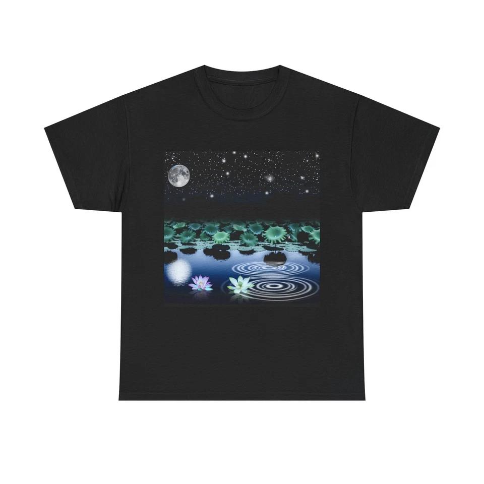 Unisex Adult T Shirt Midnight Blooms: Moonlit Lotus Ponds M