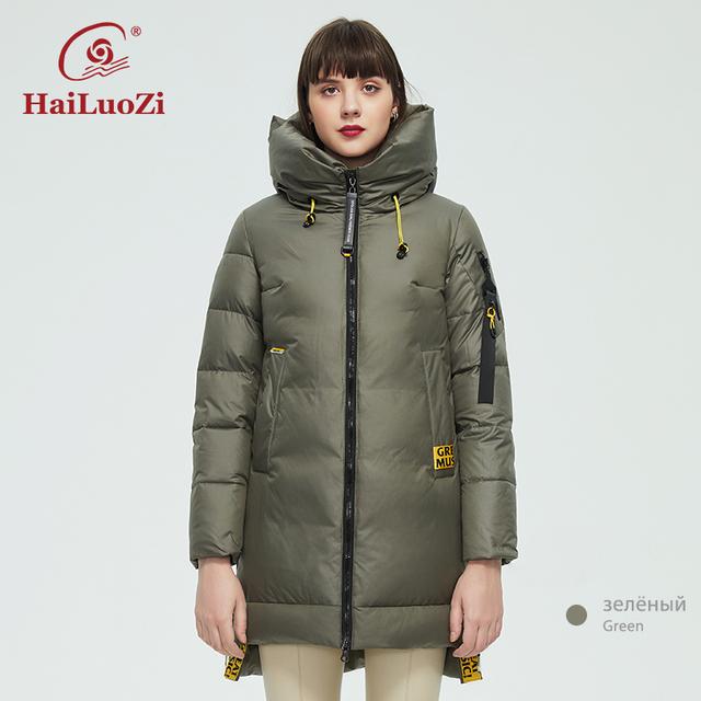

HaiLuoZi 2021, зимняя женская куртка, повседневная женская толстая верхняя одежда, парка, свободная одежда, спортивная одежда для отдыха, теплое пальто высокого качества 87 XXL зелёный