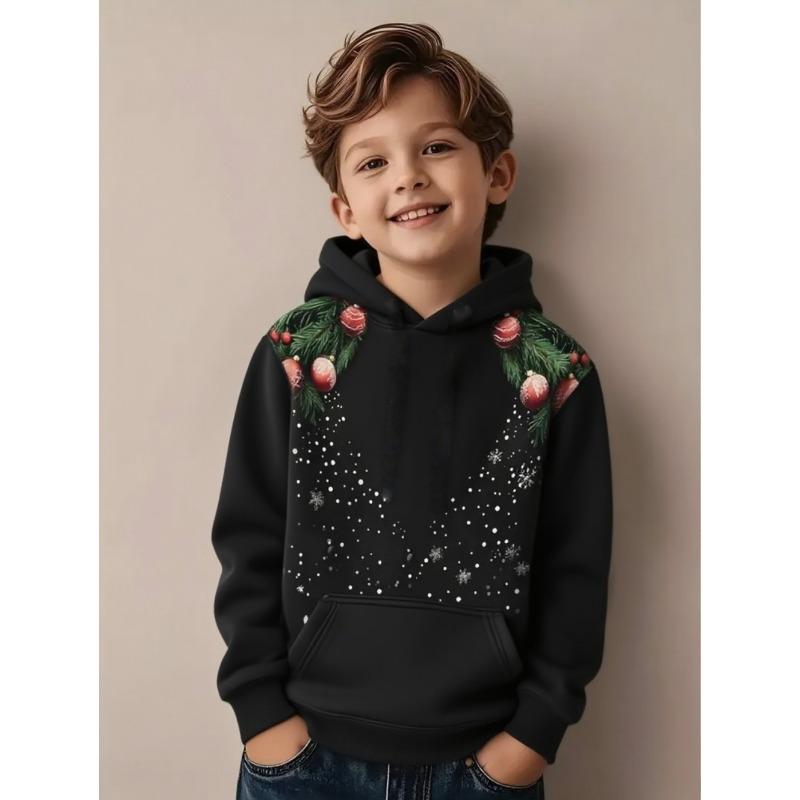 Christmas Tree Hoodies Snowflake Bow Tie 3D Print O-Neck Boys Girls Clothes Casual Christmas Party Sweatshirt Long Sleeve Tops