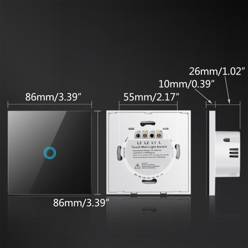 Comutator cu Senzor Tactil Standard UE Panou din Sticlă Cristal Călit Putere 1/2/3 Module 1 Mod 220V Comutatoare pentru Lampă de Perete Pornit