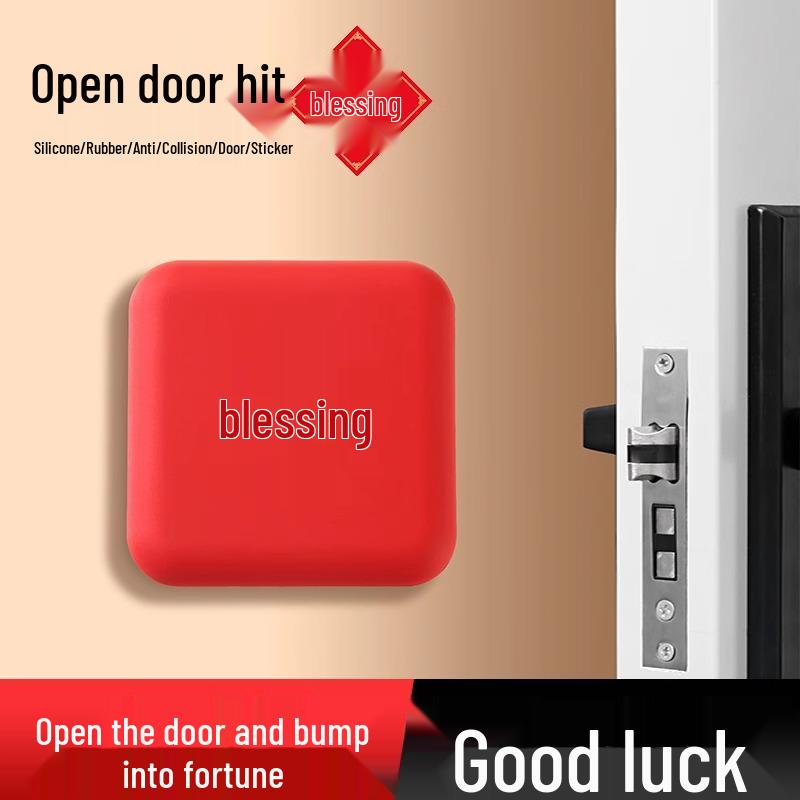 Fu Character No-Punch Anti-Collision Door Sticker & Silent Silicone Buffer