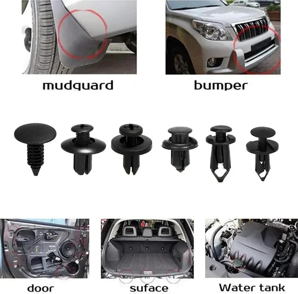 190PCS Universal Auto Fastener Clips Plastic Rivets 6 Sizes Car Push Pin Rivet Trim Clip Bumper Fender Door Panel Retainer Kit