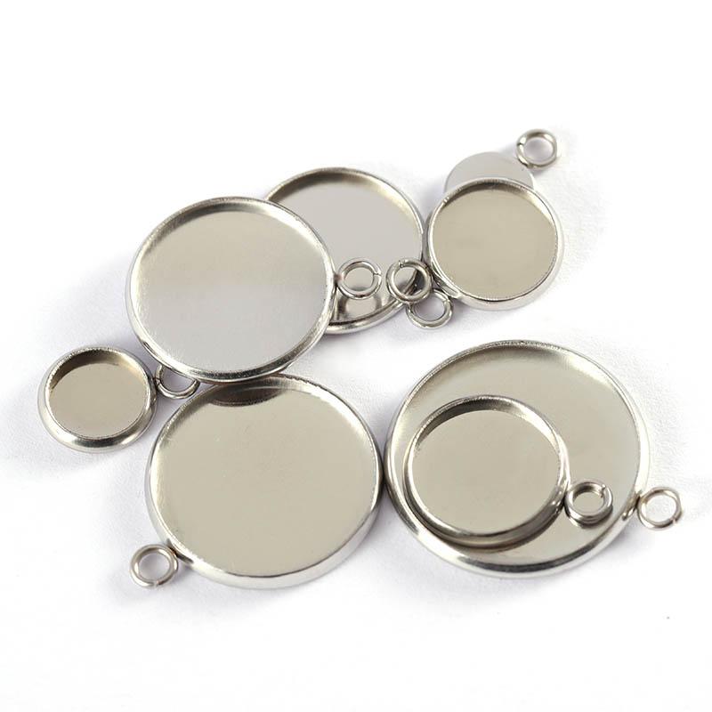 20pcs 6-30mm Gold Color Stainless Steel Cabochon Base Pendant Settings Blank Tray for Cameo Jewerly Making Components DIY