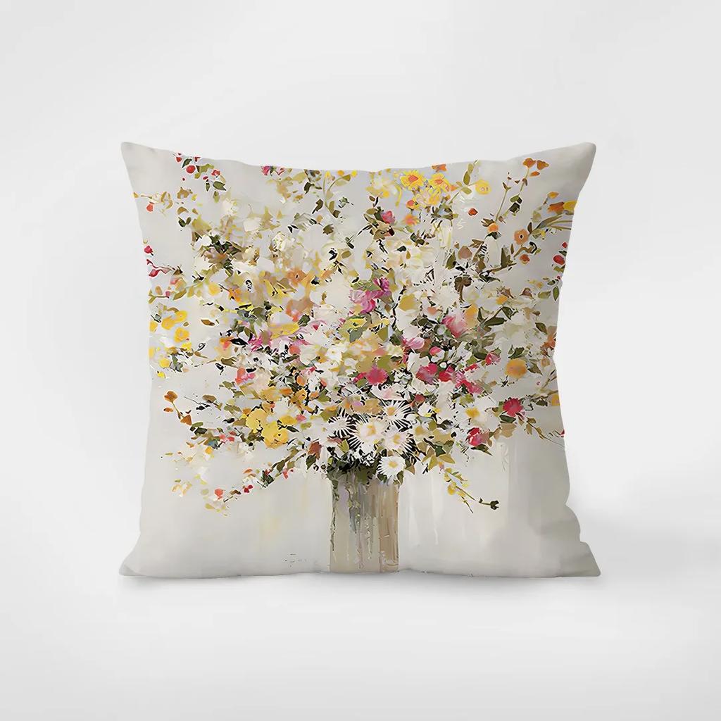 Ölgemälde Stil Vase Dekorative Kissenbezüge Schlafzimmer Wohnzimmer Quadratischer Kissenbezug Zierkissenbezug 45*45