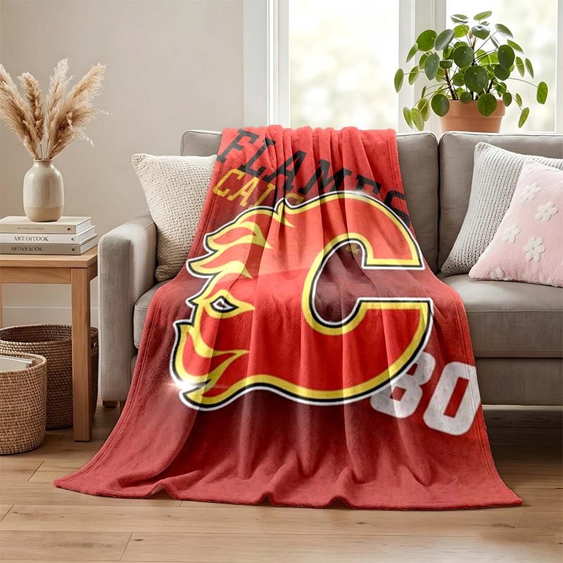 Calgary Flames blanket Flannel Blanket Soft Cozy Plush Throw for Sofa Bed Lightweight Home Decoration