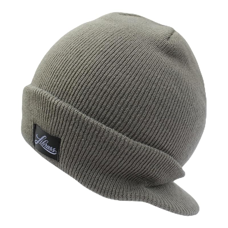 

[Librass] visor knit cap With brim knit hat Cold protection American casual men s ladies (light gray black tag)