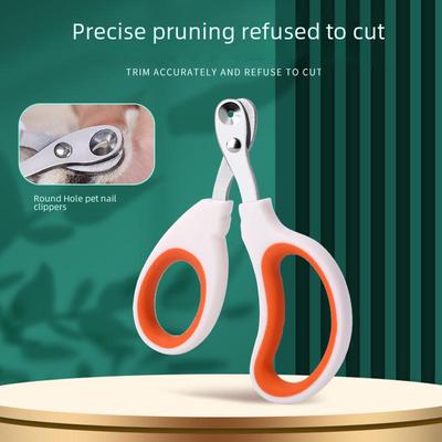 Coupe-ongles pour animaux de compagnie avec trou rond, positionnement anti-sang, sans danger pour les chats et les chiens, tête en acier inoxydable anti-fendage.
