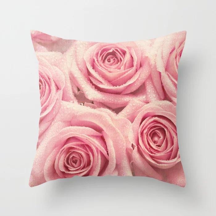 New American Rose Pillowcase Home Sofa Pillow Cushion Cover Soft