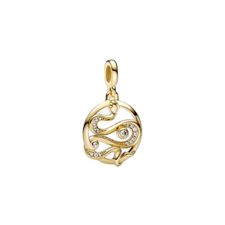 Pandora Paved Snake Emblem 14K Gold Plated Pendant Unisex pendant 762301C01 Box