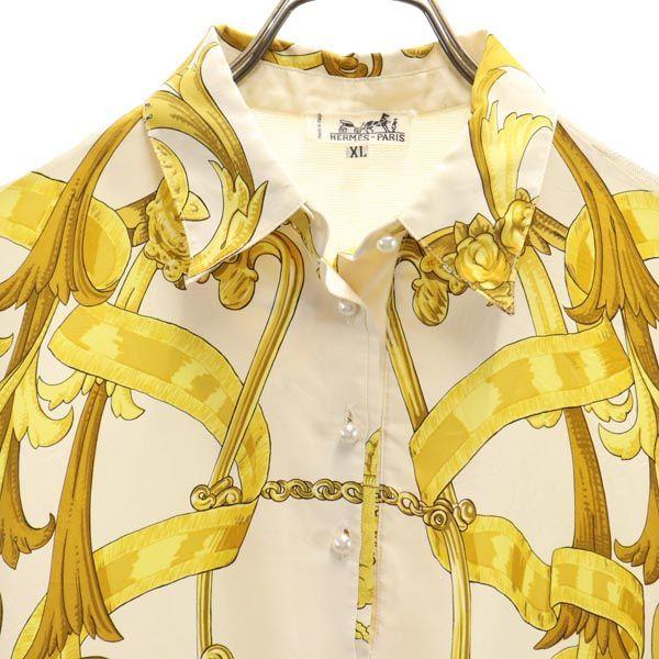 HERMES Made in Italy Silk Cashmere Blend Long sleeve Knit switching sweater Women Used