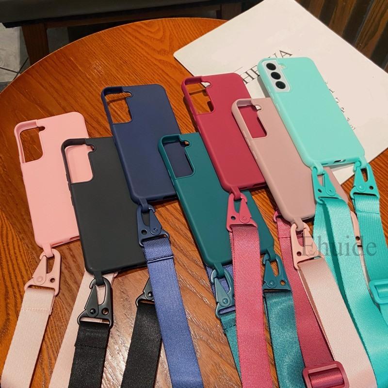 Strap Case For Samsung Galaxy A55 A15 A25 A35 A05S S24 Ultra S21 S23 FE S22 Plus Shoulder Crossbody Lanyard Neck Silicone Cover