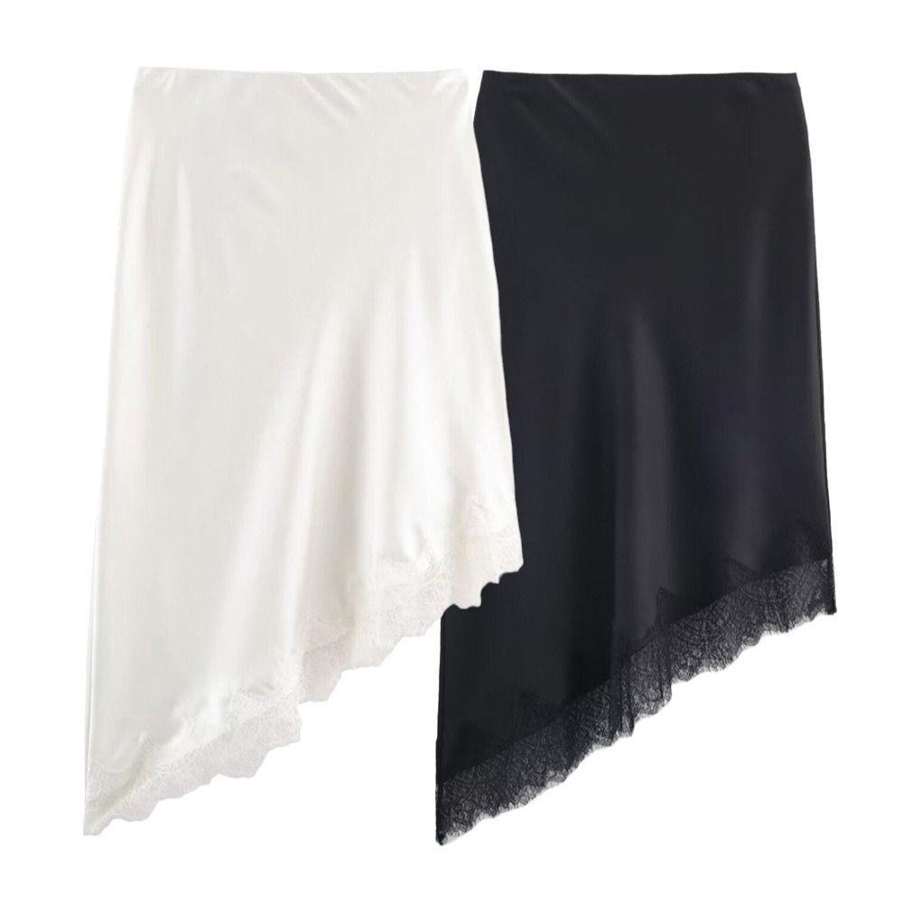 High Waisted Satin Half Slip Dress Lace Lace Underskirt Fashion Elegant Skirts  for Girls