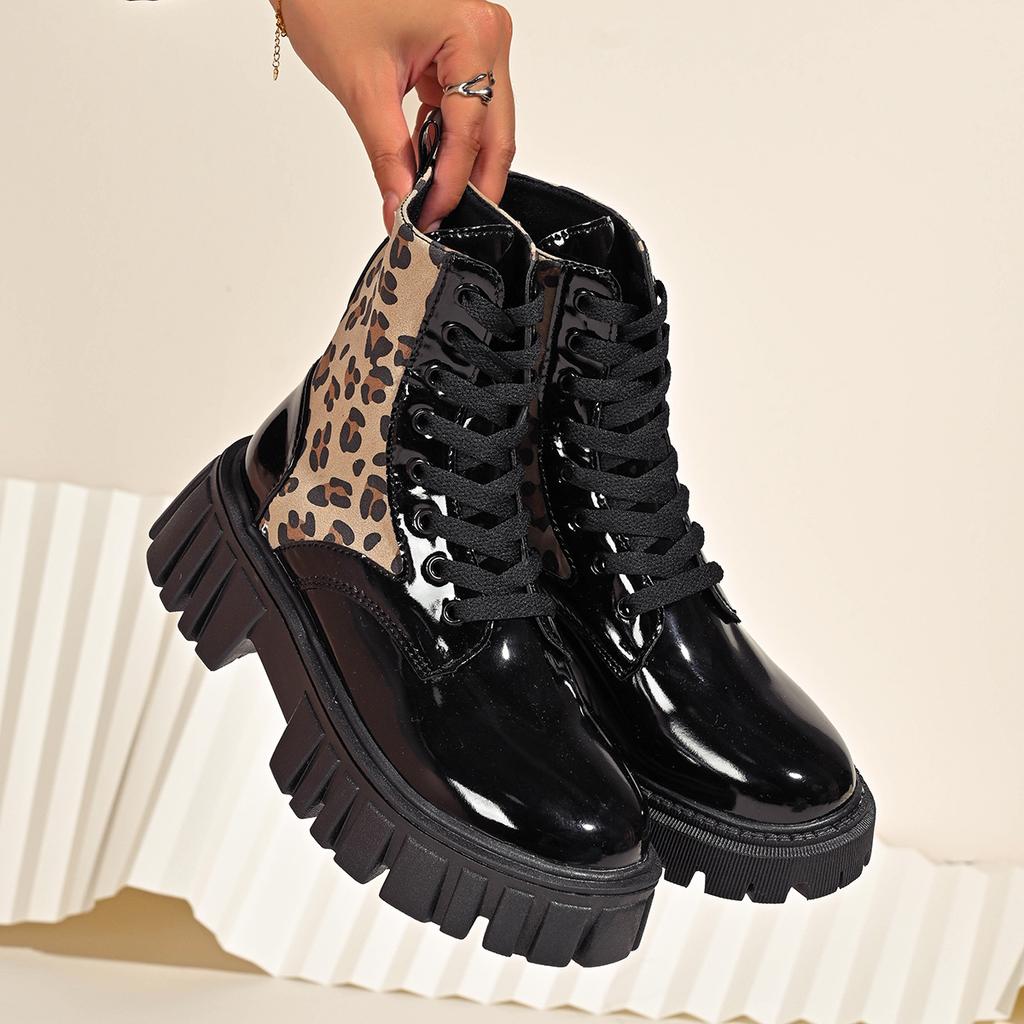 Large size Martin boots for women's new round head thick heel boots for women's thin fashion Martin boots for women
