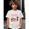 Boys Cotton Crewneck Tee, Algeria "An Idle Paradise" Print Summer Vacation Breathable Comfort Short Sleeve Top