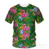 Mens Oversized Casual Short Sleeve T-Shirt With Floral 3D Print Loose Fit Breathable Cotton