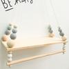 Nordic Style Wooden Beads Wall Hanging Shelf Swing Rope Floating Shelves Display Storage Rack Decor For Home, Office, Cafe