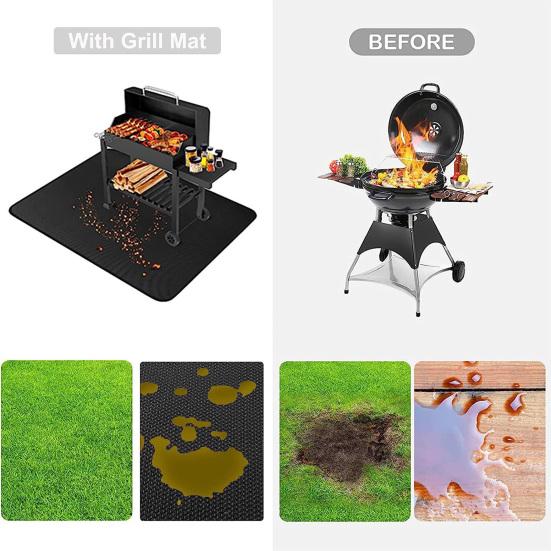 BBQ Brannsikker Matte for Utendørs Grill Dobbeltsidig Silikonbelegg Vanntett