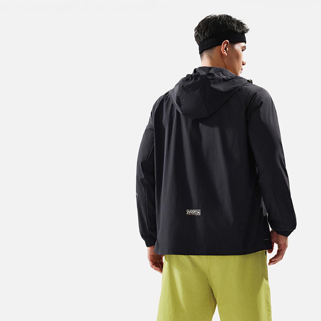 Li-Ning Fitness Series Solid Color Long Sleeve Water-Resistant Windbreaker Men Outerwear Black AFDU157-1